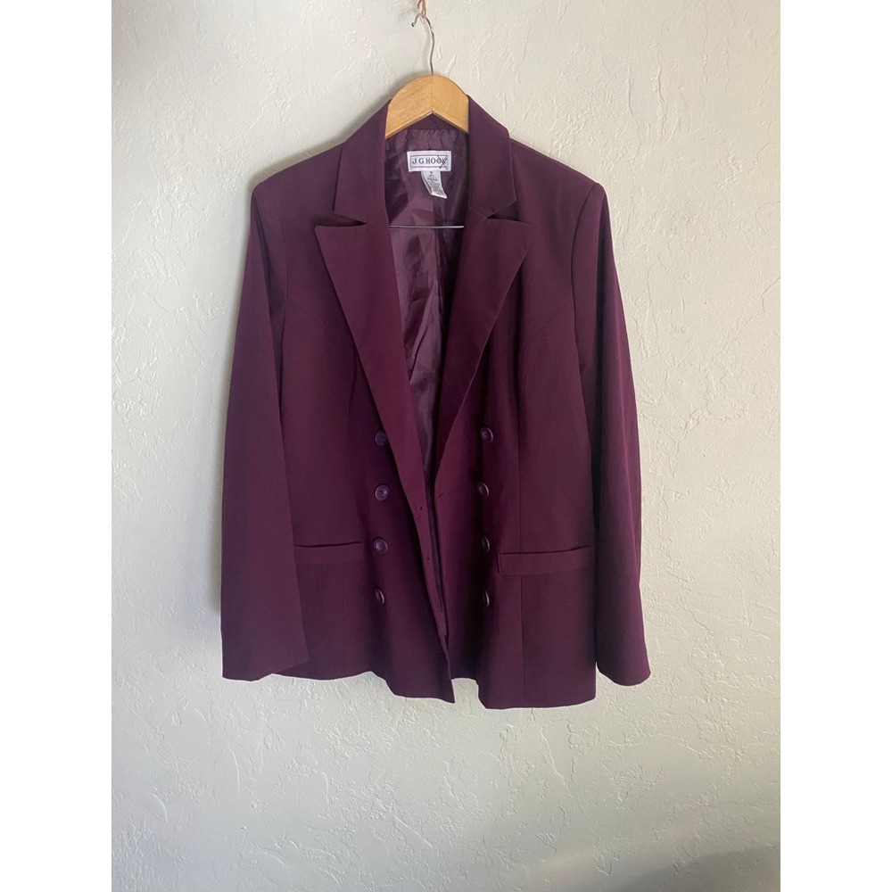 J.G. Hook Blazer Double Breasted Plum Purple Career Jacket‎ Size 10